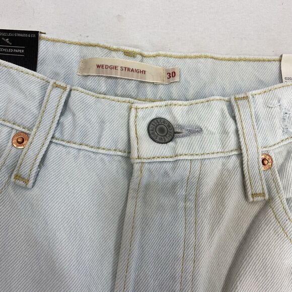 Levi’s Wedgie Straight High Rise Jeans Women 30x28 Blue Button Fly Preppy Denim - Picture 4 of 16